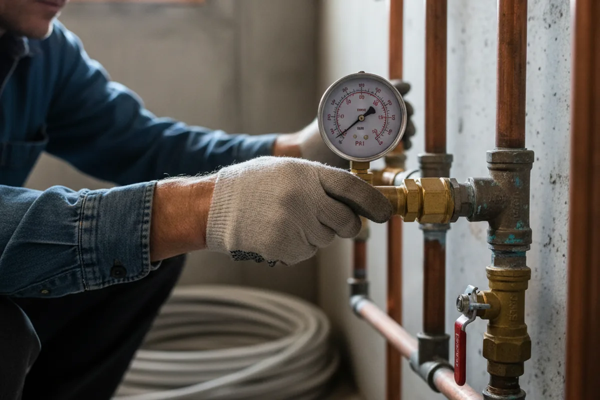 Pressure testing a repaired line during Water Line Repair in Ridgeview